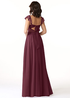 Azazie Lissa Bridesmaid Dresses Cabernet A-Line Lace Chiffon Dress image5