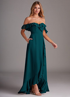 Azazie Lyra Bridesmaid Dresses Pine A-Line Chiffon Convertible Dress image6