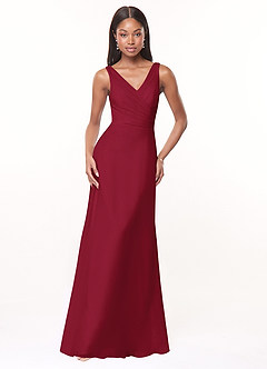 Azazie Nala Bridesmaid Dresses Burgundy A-Line Pleated Chiffon Dress image1