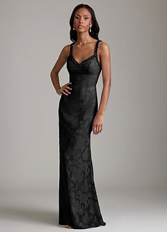 Azazie Corina Brudtärnklänningar Klä av Sjöjungfru i Blommig Utbrändhet Rynkad Svart image5