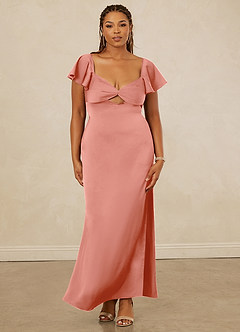 Christian Siriano Bridal for Azazie 1005 Bridesmaid Dresses Coral Sheath Sweetheart Neckline Stretch Satin Dress image12