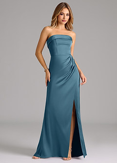 Azazie Aretha Bridesmaid Dresses Bermuda A-Line Strapless Stretch Satin Convertible Dress image4