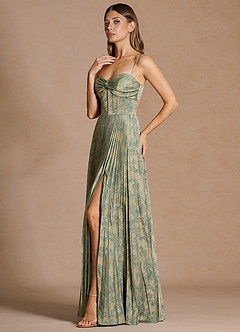 Vestido Platino Verde Azulado Largo Vesper image4