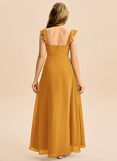 Azazie Mavie Junior A-Line Ruchede Chiffon Gulv-længde Junior brudepige Kjole image2