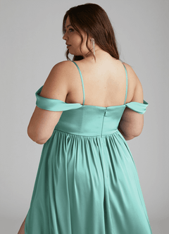Azazie Morana Final Sale Amethyst A-Line Off the Shoulder Stretch Satin Convertible Dress image16