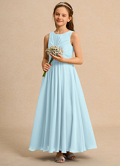 Azazie Ducky Girls Formal Flower Girl Dresses Cloud Blue A-Line Pleated Chiffon Dress image6