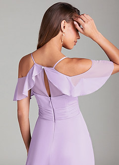 Azazie Dakota Bridesmaid Dresses Lilac A-Line Off the Shoulder Mesh Dress image2