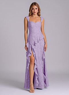 Azazie Sloane Brudtärnklänningar Klä av A-Linje i Blommig Utbrändhet Älskling Halsringning Lila image1