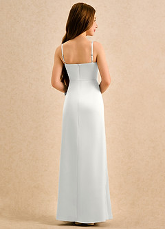 Azazie Bundt Girls Formal Blumenmädchenkleider A-Linie Plissee Stretch-Satin Kleid Weiß image2