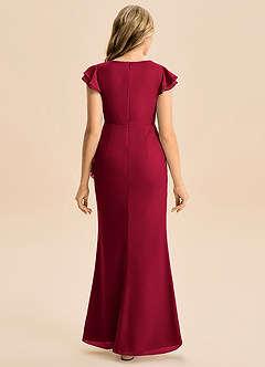 Azazie Julie Junior Meerjungfrau-Linie Gestreift Chiffon Kleid Burgunderrot image5