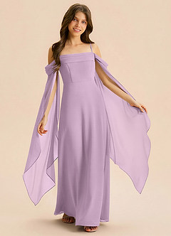 Azazie Moana Junior Linia A Pofałdowany Szyfon Długość podłogi Młodsza druhna Sukienka image1