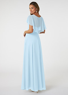 Azazie Jamie Robes de demoiselle d'honneur Robe Trapèze en Mousseline de soie Bleu Ciel image4
