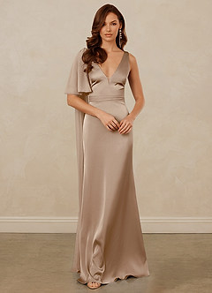 Christian Siriano Bridal for Azazie 1011 Brautjungfernkleider Meerjungfrau-Linie Schleifen Stretch-Satin Kleid Taupe image3
