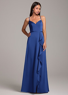Azazie Naeem Bridesmaid Dresses Royal Blue A-Line Stretch Satin Dress image5
