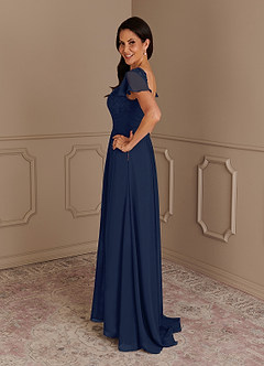 Azazie Gwenyth Mother of the Bride Dresses Dark Navy A-Line Lace Chiffon Dress image5