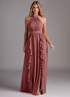 Azazie Avary Bridesmaid Dresses Amethyst A-Line Pleated Chiffon Dress image3