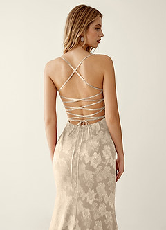 Serapheagn Cream Embossed Clipped Jacquard Prom Dress image6