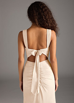 Azazie Jesaphine Bridesmaid Dresses White Alabaster Sheath Bow Chiffon Dress image6