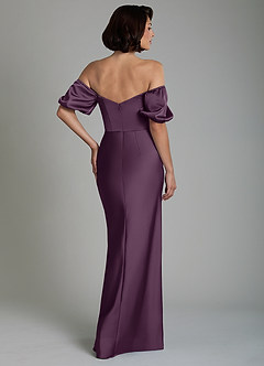 Azazie Lea Bridesmaid Dresses Plum Mermaid Off the Shoulder Stretch Satin Convertible Dress image6
