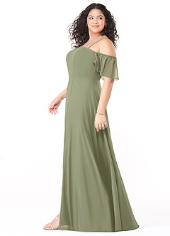 Azazie Sue Kleider zum Anprobieren zu Hause Wandelbar A-Linie Schulterfrei Chiffon Kleid Matcha image9
