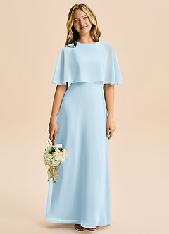 Azazie Maris Junior Abito A-Line in Chiffon Azzurro image5