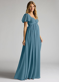 Azazie Madisynn Maternity Bridesmaid Dresses Bow Chiffon Floor-Length Dress image3
