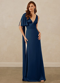Christian Siriano Bridal for Azazie 1011 Bridesmaid Dresses Dark Navy Mermaid Bow Stretch Satin Dress image5