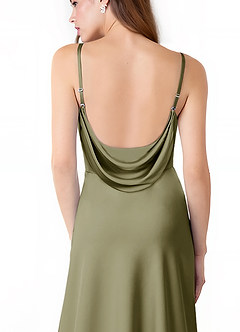 Azazie Alaija Bridesmaid Dresses Pistachio Mermaid Side Slit Stretch Satin Dress image6