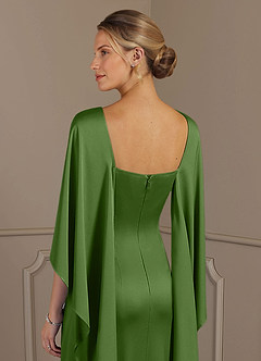 Azazie Eli 신부의 어머니 드레스 쉬스 보트넥 스트레치 새틴 플로어 길이 드레스 image6