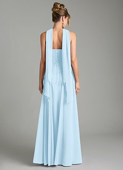 Azazie Gabriela Robes de demoiselle d'honneur Robe Trapèze en Mousseline de soie Corset Bleu Ciel image2
