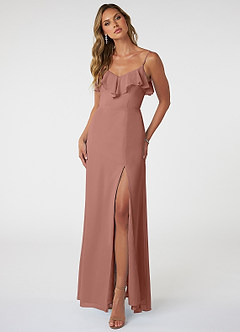Azazie Natalia Bridesmaid Dresses Cedar Rose A-Line Chiffon Dress image1