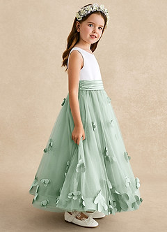 Azazie Vi Flower Girl Dresses Agave A-Line Sleeveless Tulle Dress image7