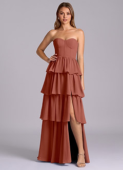 Azazie Faye Bridesmaid Dresses Auburn A-Line Sweetheart Neckline Chiffon Dress image1