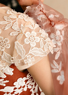 Azazie Dandelion Flower Girl Dresses Burnt Orange Ball-Gown Lace Dress image8
