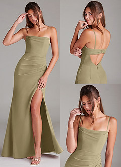 Azazie Leonis Bridesmaid Dresses Moss Green Sheath Strapless Chiffon Convertible Dress image9