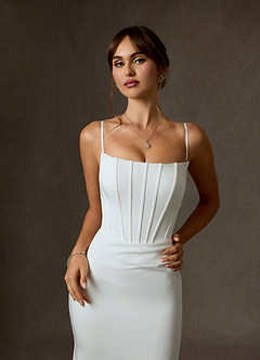 Azazie Cherity Wedding Dresses Diamond White Mermaid Strapless Crepe Back Satin Dress image7