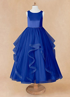Azazie Sofia Flower Girl Dresses Royal Blue A-Line Beaded Tulle Dress image8
