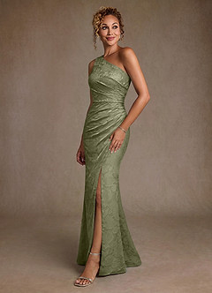 Azazie Joylin Moeder van de bruid jurken Trompet Jurk van Bloemen Burn-out One-Shoulder Pistache image3