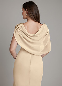 Azazie Hadley Robes de demoiselle d'honneur Robe Sirène en Mousseline de soie Plissée Champagne image7
