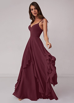 Barbie ♥ Azazie Bridesmaid Dresses Cabernet A-Line Bow Chiffon Dress image3