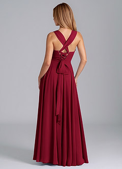 Azazie Darana Final Sale Burgundy A-Line Corset Chiffon Dress image9