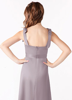 Azazie Barbara Junior Dusk A-Line Bow Matte Satin Dress image4