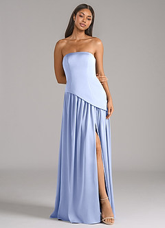 Azazie Adeline Bridesmaid Dresses Ice A-Line Strapless Stretch Satin Convertible Dress image3