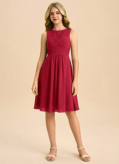 Azazie Skyla Junior Klä av A-Line i Chiffong Plisserad image3