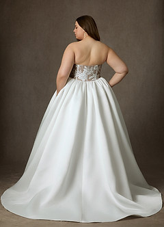 Azazie Mirabeth Bröllopsklänningar Klä av Balklänning i Spets Axelbandslös Diamant Vit Mokka image14