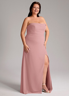 Azazie Leonis Bridesmaid Dresses Dusty Rose Sheath Strapless Chiffon Convertible Dress image14