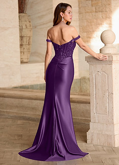 Valeria Lila Samt-Pailletten-Korsett-Satin-Abendkleid image8