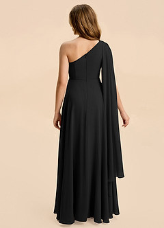 Azazie Averie Junior Black A-Line Pleated Chiffon Dress image3