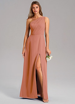 Azazie Phaedra Bridesmaid Dresses MAI TAI A-Line One Shoulder Chiffon Dress image1
