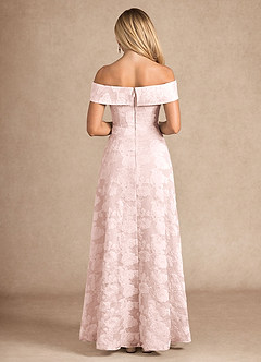 Azazie New London Abiti per la Madre della Sposa Abito A-Line in Burnout Floreale Plissettato Jacquard Rosa Chiaro image2